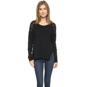 Free People Outer Sunset Black Lace Panel Back‎ Cutout Long Sleeve Top S